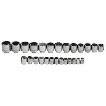 WILLIAMS Socket Set, 26 Pieces, 3/4 Inch Dr, 12 Point, 3/4 Inch Size JHWWSH-26RC
